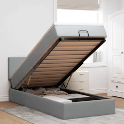 vidaXL Estructura de cama otomana con colchón tela 80x200cm Gris claro Online