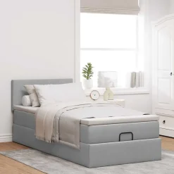 vidaXL Estructura de cama otomana con colchón tela 80x200cm Gris claro Online