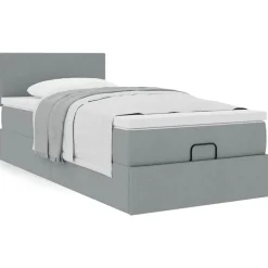 vidaXL Estructura de cama otomana con colchón tela 80x200cm Gris claro Online