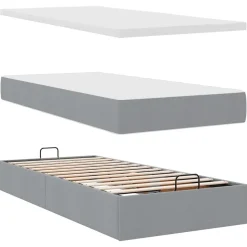 vidaXL Estructura de cama otomana con colchón tela 80x200cm Gris claro Online