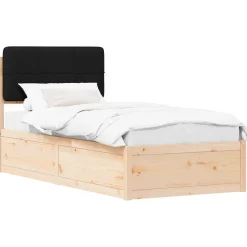 vidaXL Estructura de Cama con Cabecera Tapizada Negro 100 x 200 cm Marrón y negro Outlet