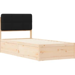 vidaXL Estructura de Cama con Cabecera Tapizada Negro 100 x 200 cm Marr&oacute;n y negro Outlet