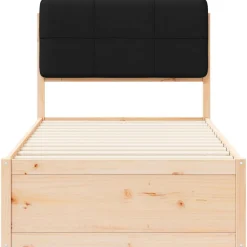 vidaXL Estructura de Cama con Cabecera Tapizada Negro 100 x 200 cm Marr&oacute;n y negro Outlet