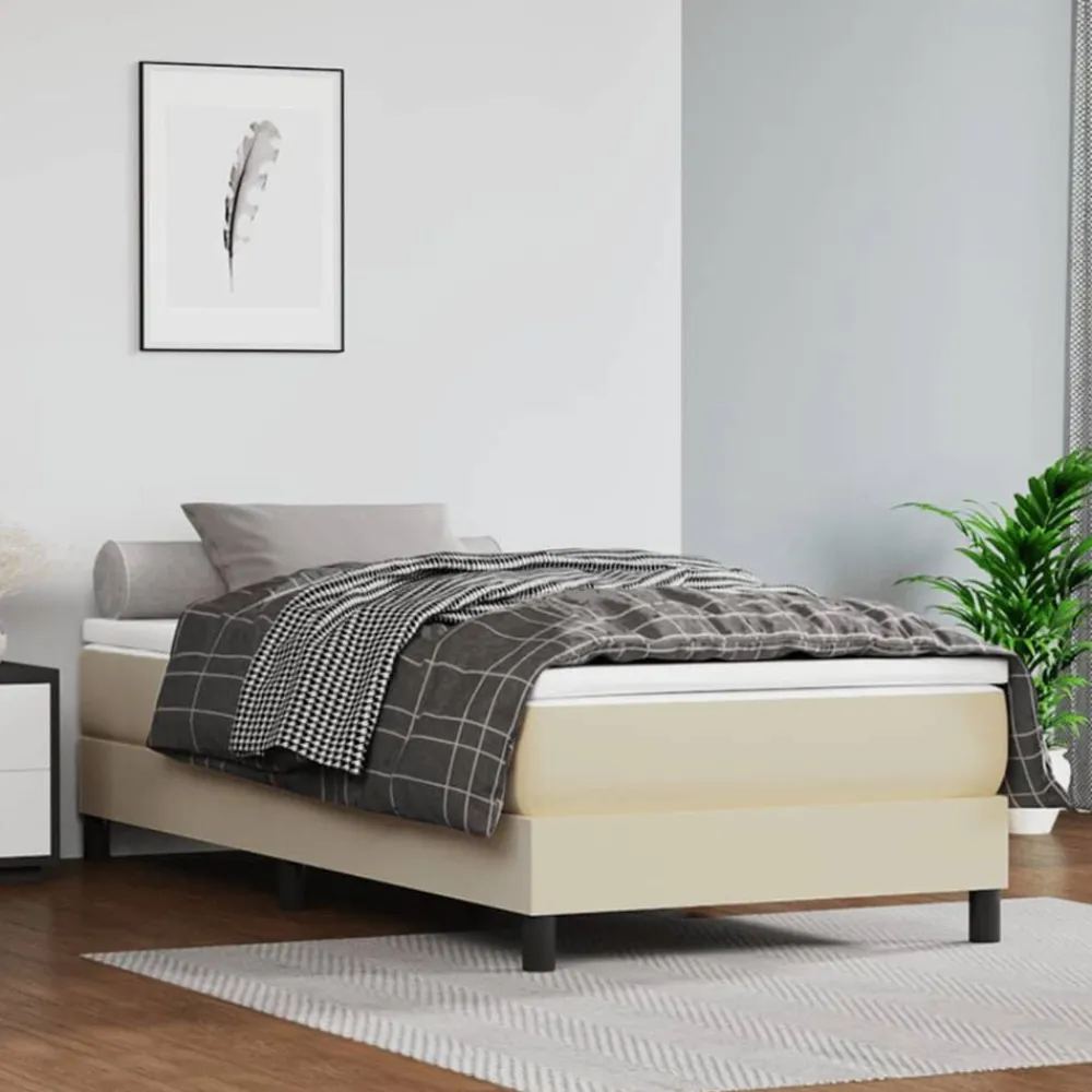 vidaXL Estructura de cama con somier cuero sintético 80x200 cm Crema