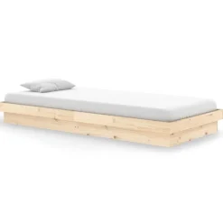 vidaXL Estructura de cama de madera maciza 90x200 cm Natural Best