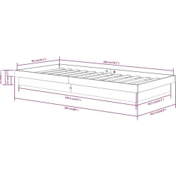 vidaXL Estructura de cama de madera maciza 90x200 cm Natural Best