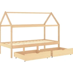 vidaXL Estructura de cama infantil con cajones madera de pino 90x200cm Marr&oacute;n Outlet