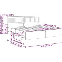 vidaXL Estructura de cama 200 x 200 cm Madera Ingenieril Gris sonoma Outlet