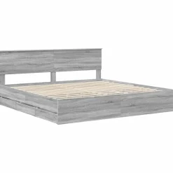 vidaXL Estructura de cama 200 x 200 cm Madera Ingenieril Gris sonoma Outlet