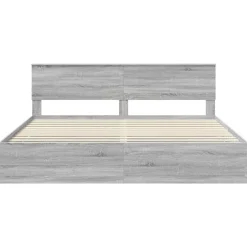 vidaXL Estructura de cama 200 x 200 cm Madera Ingenieril Gris sonoma Outlet
