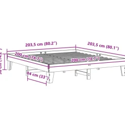 vidaXL Estructura de cama sin colchón madera maciza de pino 200x200 cm Natural Clearance