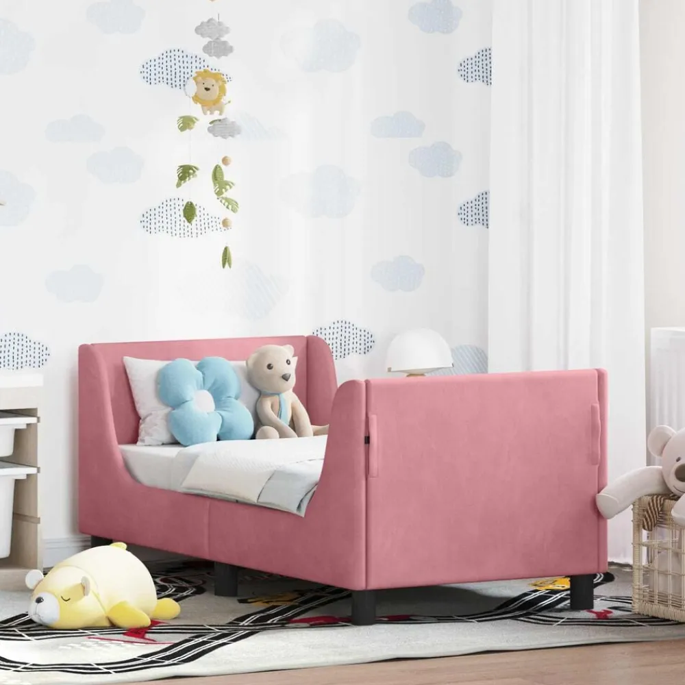 vidaXL Estructura de cama para niños pequeños con cabecera Rosa Outlet