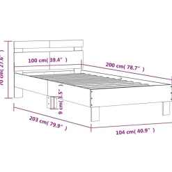 vidaXL Camas Y Accesorios-Estructura de cama cabecero luces LED roble marrón 100x200 cm