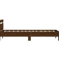 vidaXL Camas Y Accesorios-Estructura de cama cabecero luces LED roble marrón 100x200 cm