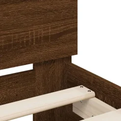 vidaXL Camas Y Accesorios-Estructura de cama cabecero luces LED roble marrón 100x200 cm