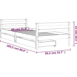 vidaXL Estructura de cama para niños con cajones madera pino 80x200 cm Natural Hot