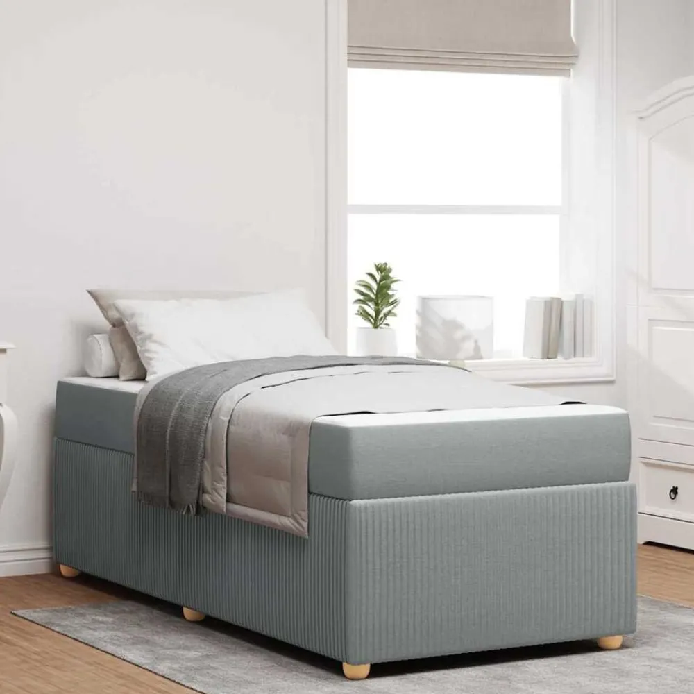 vidaXL Camas Y Accesorios-Estructura de cama con colchón 80 x 200 cm tela