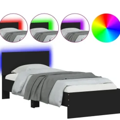 vidaXL Camas Y Accesorios-Estructura de cama con cabecero y luces LED 75x190 cm