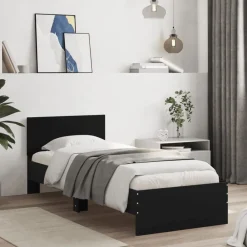 vidaXL Camas Y Accesorios-Estructura de cama con cabecero y luces LED 75x190 cm