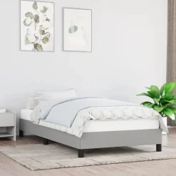vidaXL Estructura de cama sin colchón tela 80x200 cm Gris claro Outlet