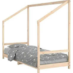 Niños vidaXL Mobiliario Para Bebés Y Niños Pequeños-Estructura de cama para niños madera maciza de pino 80x200 cm