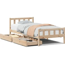 vidaXL Camas Y Accesorios-Estructura de cama sin colchón madera maciza de pino 90x190 cm