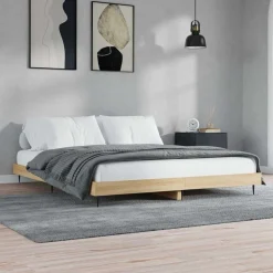 vidaXL Estructura de cama sin colchón 200x200 cm Roble Sonoma Sale