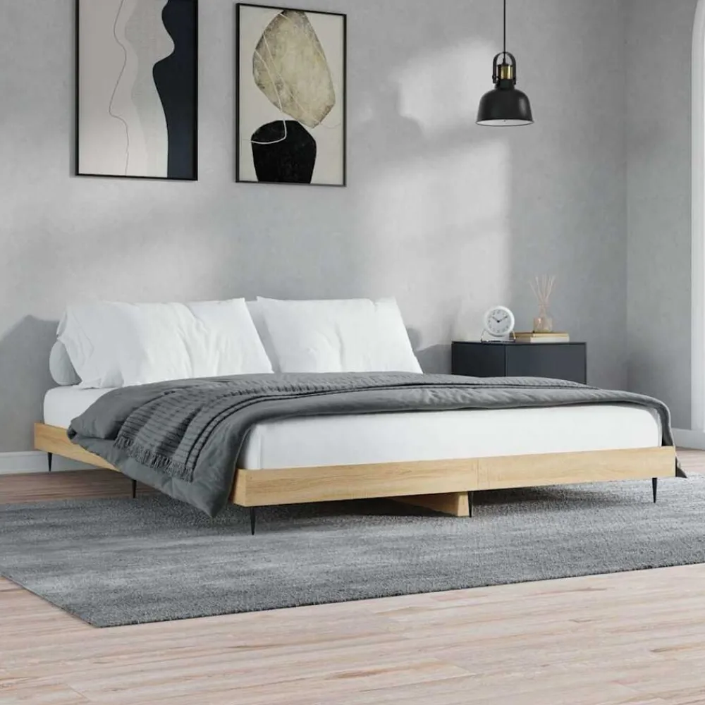 vidaXL Estructura de cama sin colchón 200x200 cm Roble Sonoma Sale