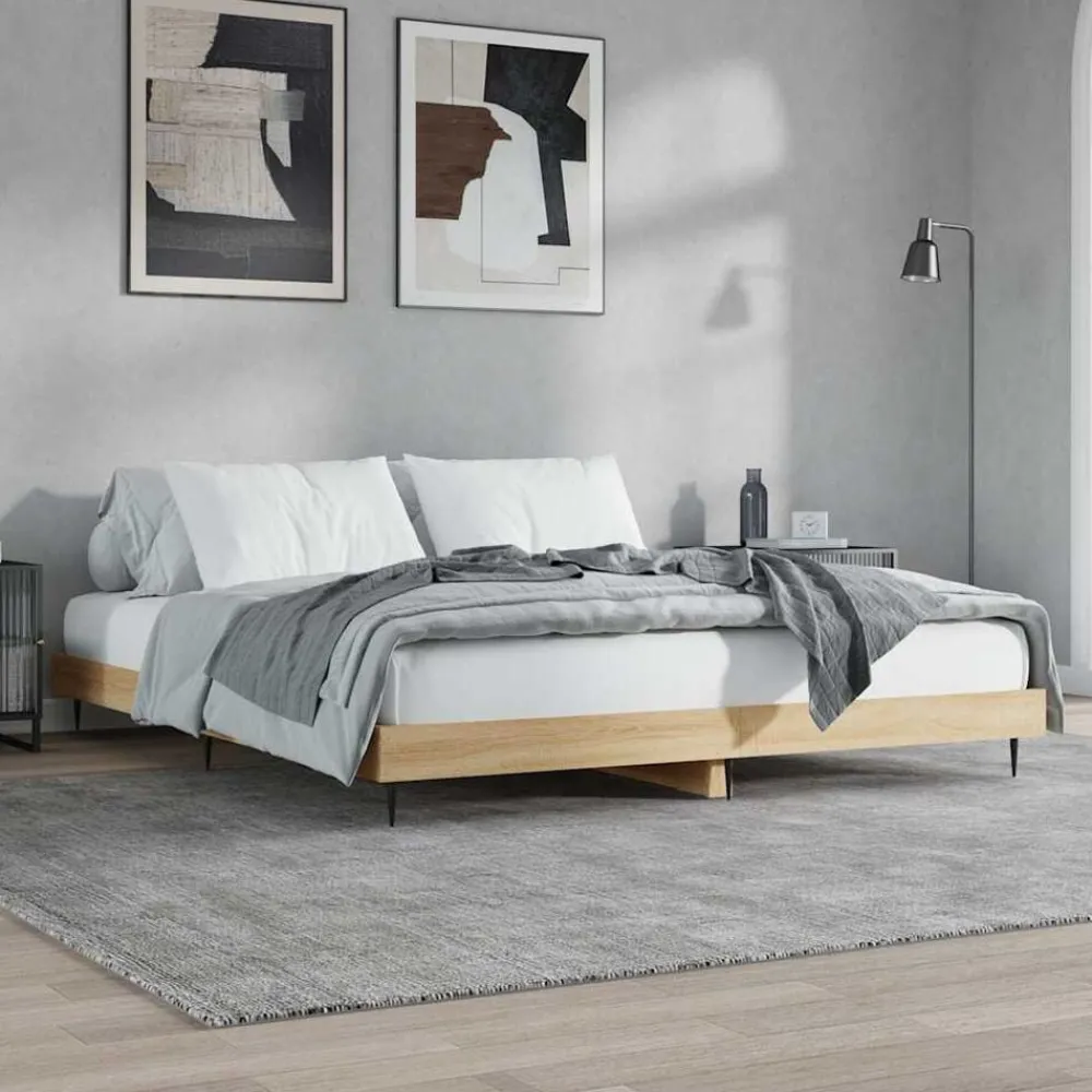 vidaXL Estructura de cama sin colchón 200x200 cm Roble Sonoma Sale