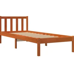 vidaXL Camas Y Accesorios-Estructura de cama sin colchón madera maciza marrón 75x190 cm