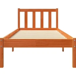 vidaXL Camas Y Accesorios-Estructura de cama sin colchón madera maciza marrón 75x190 cm