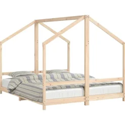 vidaXL Estructura de cama infantil madera maciza de pino 2x(80x200) cm Natural Hot