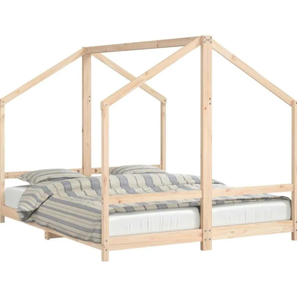 vidaXL Estructura de cama infantil madera maciza de pino 2x(80x200) cm Natural Hot