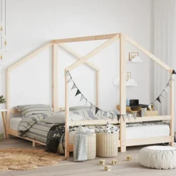 vidaXL Estructura de cama infantil madera maciza de pino 2x(80x200) cm Natural Hot