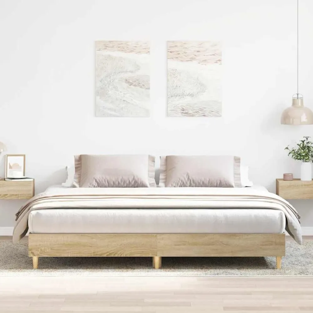vidaXL Estructura de cama sin colchón 200x200 cm Roble Sonoma Best