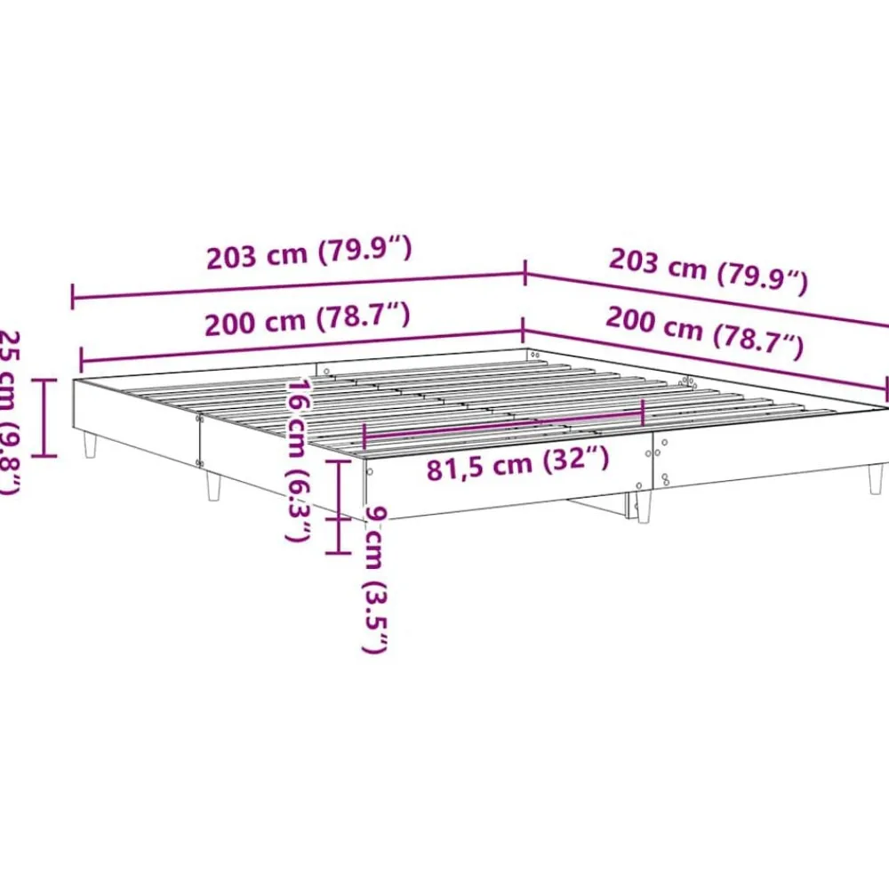 vidaXL Estructura de cama sin colchón 200x200 cm Roble Sonoma Best