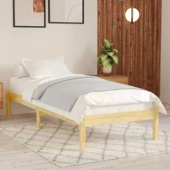 vidaXL Estructura de cama individual pequeña sin colchón madera maciza Natural