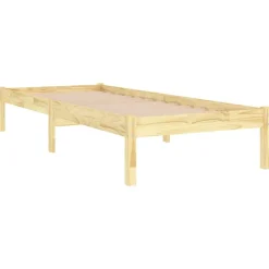 vidaXL Estructura de cama individual pequeña sin colchón madera maciza Natural