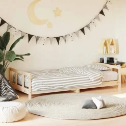 Niños vidaXL Mobiliario Para Bebés Y Niños Pequeños-Estructura de cama para niños madera maciza de pino 90x200 cm