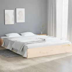 vidaXL Estructura de cama sin colchón madera maciza 200x200 cm Natural