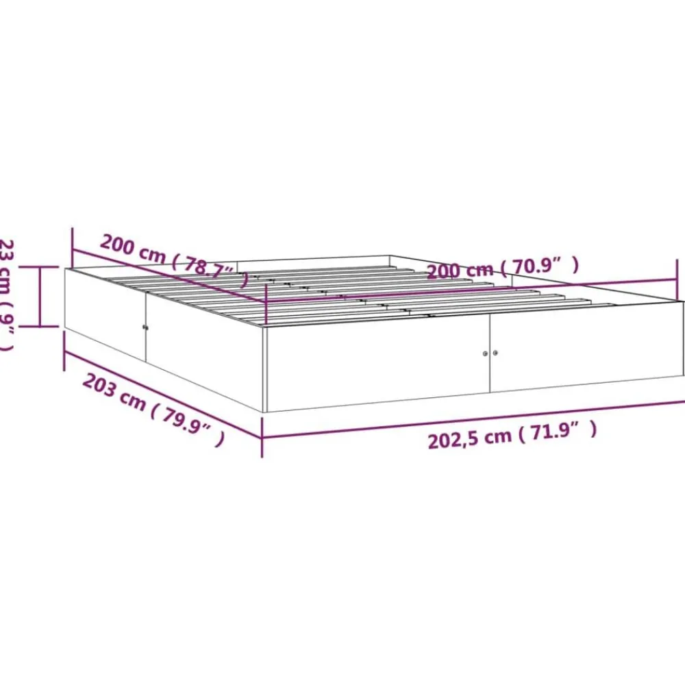 vidaXL Estructura de cama sin colchón madera maciza 200x200 cm Natural