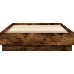 vidaXL Estructura de cama sin colchón madera 100x200 cm Roble ahumado New