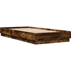 vidaXL Estructura de cama sin colchón madera 100x200 cm Roble ahumado New