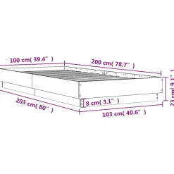 vidaXL Estructura de cama sin colchón madera 100x200 cm Roble ahumado New