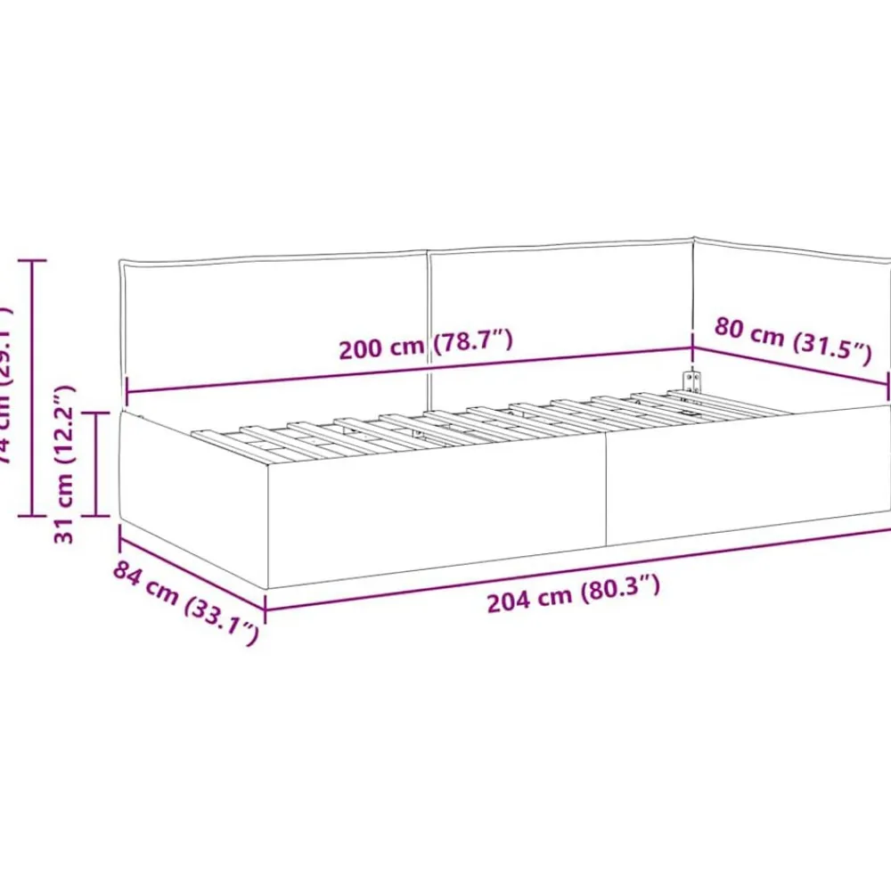 vidaXL Camas Y Accesorios-Estructura de cama en esquina 80 x 200 cm tela