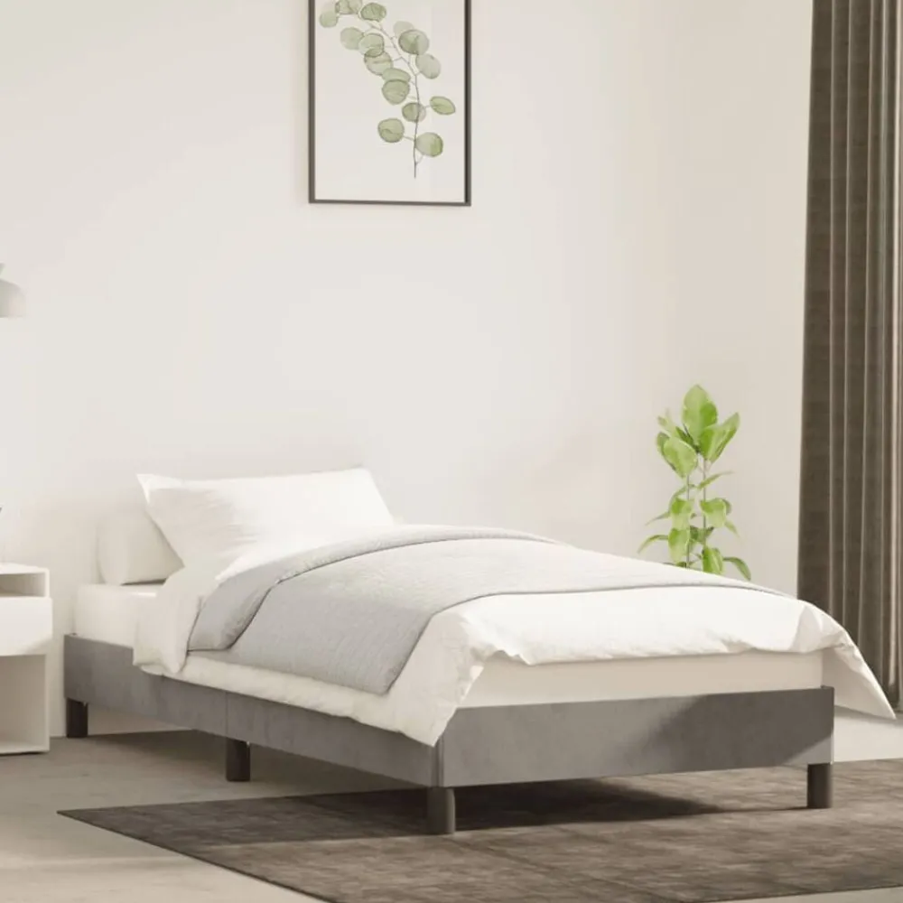 vidaXL Estructura de cama sin colchón terciopelo 80x200 cm Gris claro Online