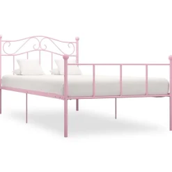 vidaXL Estructura de cama sin colchón metal 90x200 cm Rosa Clearance