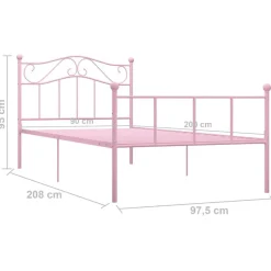 vidaXL Estructura de cama sin colchón metal 90x200 cm Rosa Clearance
