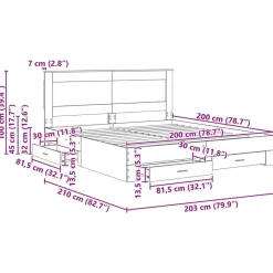 vidaXL Camas Y Accesorios-Estructura de cama con cajón con cabecera Madera contrachapada