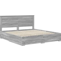 vidaXL Camas Y Accesorios-Estructura de cama con cajón con cabecera Madera contrachapada